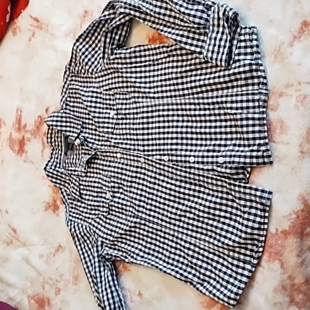 Tommy Hilfiger Black and White Gingham Button-Down Shirt